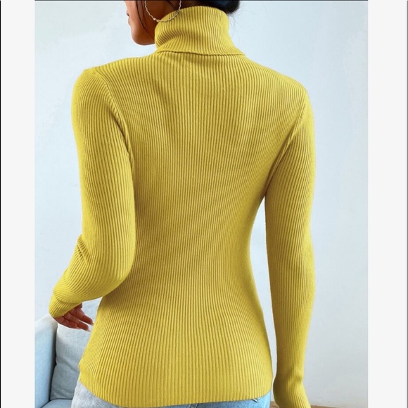 Casual Basic Knit High Neck Turtleneck Top Blouse - Picture 9 of 16